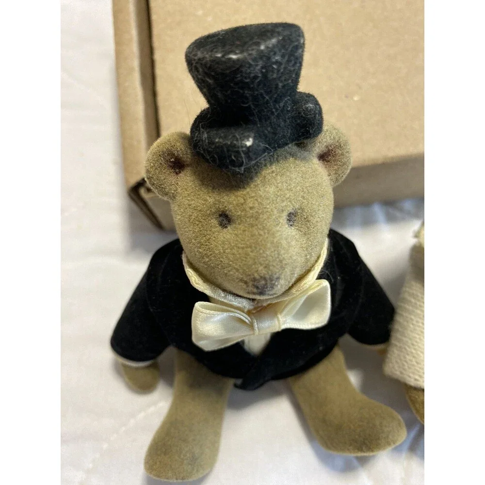 Gund Teddy Bear Miniature Jointed With Black Tails Tuxedo Vintage HTF